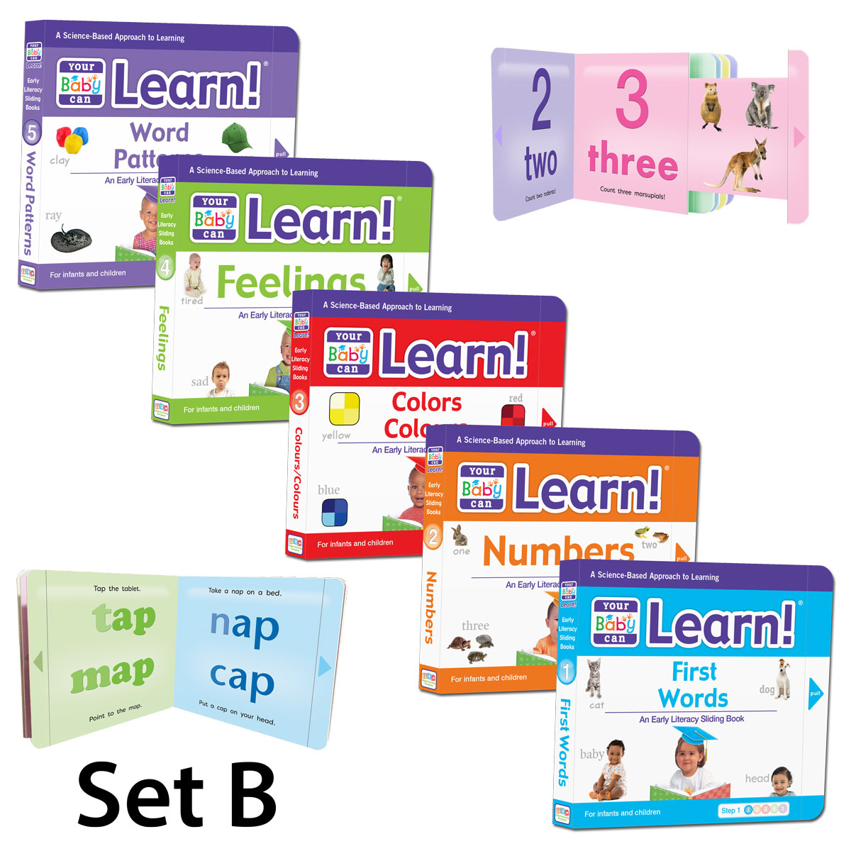 Early Literacy Sliding Books Set B - Your Baby Can Learn